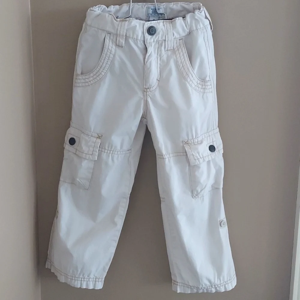 Old Navy light weight rolled up cargo pants adjustable waist - light beige - 3T